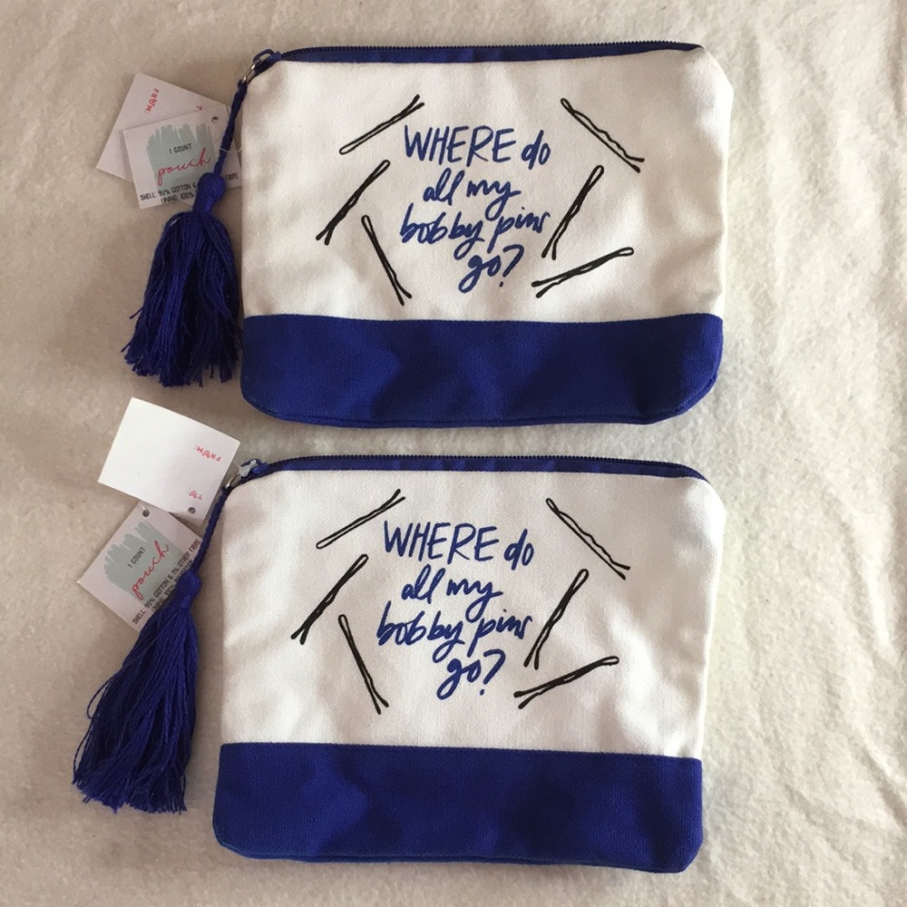 New Bundle Of 2 “Where do All my Bobby Pins go” Toiletries Make Up Hair Bags